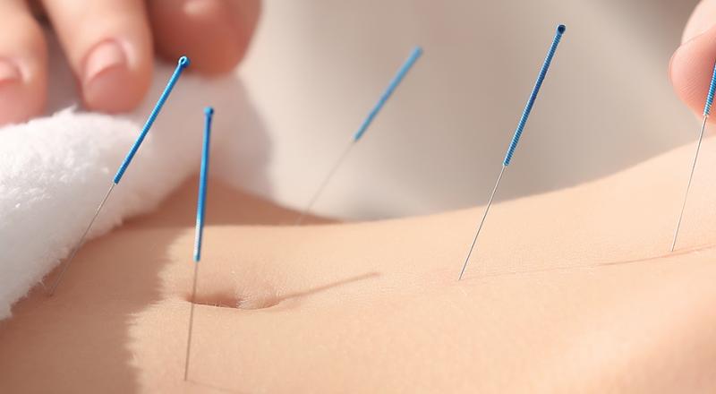 hands placing acupuncture needles
